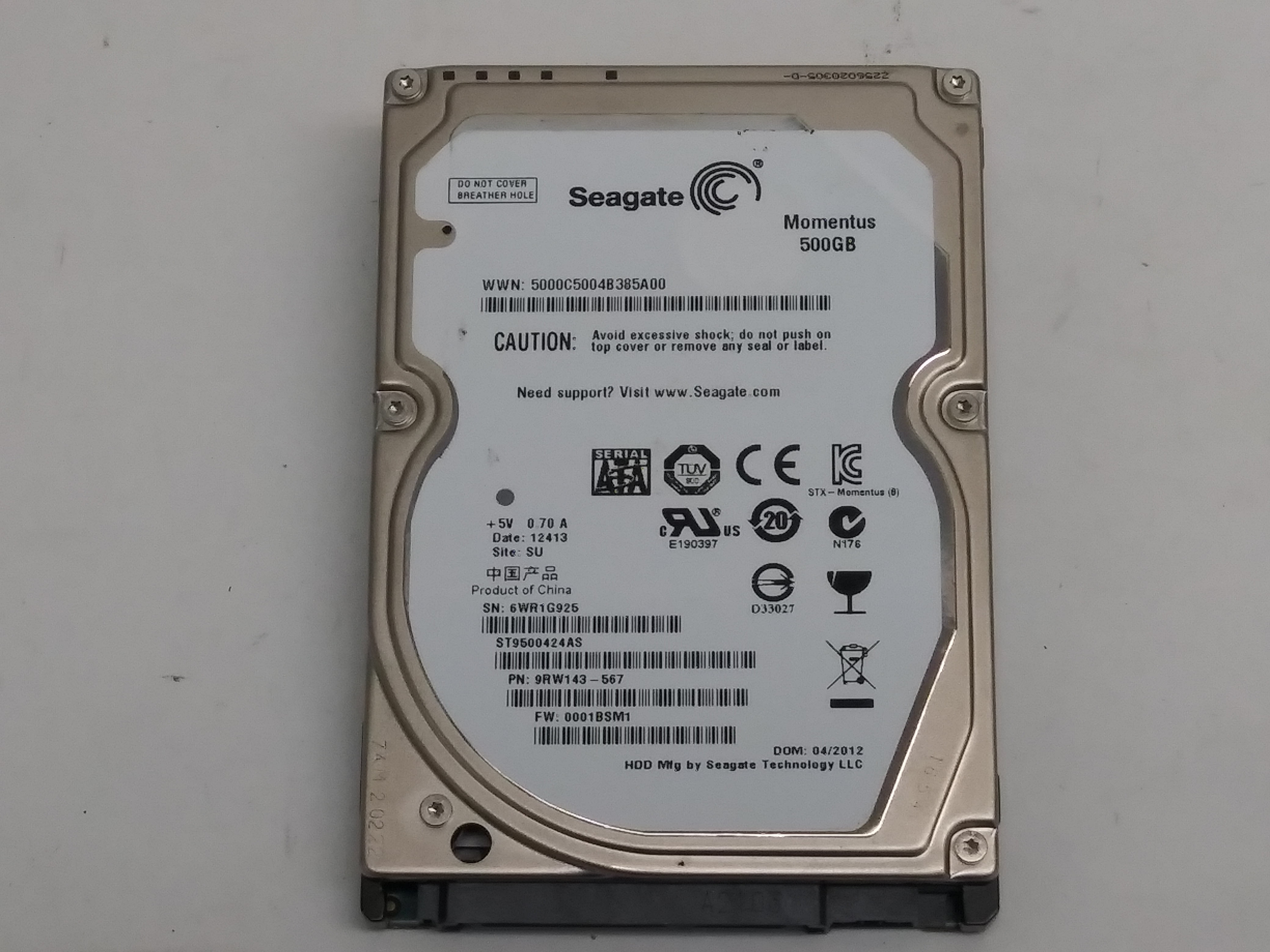 Refurbished Seagate  Momentus ST9500424AS 500GB 2.5" SATA II Laptop Hard Drive