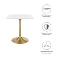 thumbnail image 6 of Modway Lippa 28" Square Dining Table in Gold White, 6 of 6