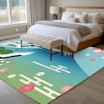 thumbnail image 4 of Area Rug for Living Room, Teal Blue Mountain Non-Slip Indoor Ex Large Carpet for Bedroom/Dining Room, Farmhouse Cherry Blossoms Cranes Washable Low-Profile Rectangle Floor Runner Rugs - 8 x 10 Ft, 4 of 8