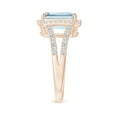 thumbnail image 3 of ANGARA Natural Emerald-Cut 3 ct Aquamarine Split Shank Halo Ring in 14K Rose Gold for Women (Size-10x8mm) | March Birthstone, Birthday, Anniversary, Jewelry Gift for Women | Natural Aquamarine Ring, 3 of 9