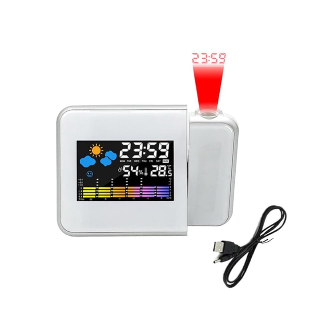 Projection Alarm Clock LED Weather Station with Temperature Humidity Display