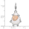 thumbnail image 3 of Amore La Vita  Sterling Silver Rhodium-plated Polished Enameled Sheep Charm with Fancy Lobster Clasp, 3 of 3