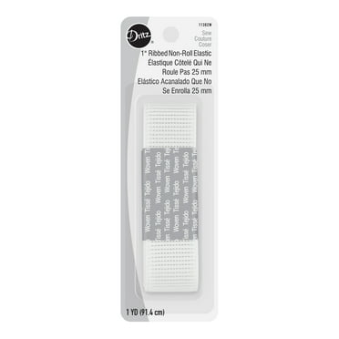 Dritz Ribbed Non-Roll Woven, 1/2-Inch By 1-Yard, White Elastic
