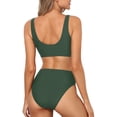 thumbnail image 3 of MKLEKYY Trajes De Baño Mujer 2 Piezas Women Two Piece Neck Bikini Crop Top High Cut Swimsuit Sporty High Waisted Bathing Suit With Bottoms, 3 of 5
