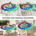 thumbnail image 7 of Colorful Rainbow Tie Dye Spiral Pattern Round Fitted Tablecloth with Elastic Edge,Dining Table Cover Waterproof,Outdoor Round Tablecloth for Camping,Dining,Indoor and Outdoor, 7 of 7
