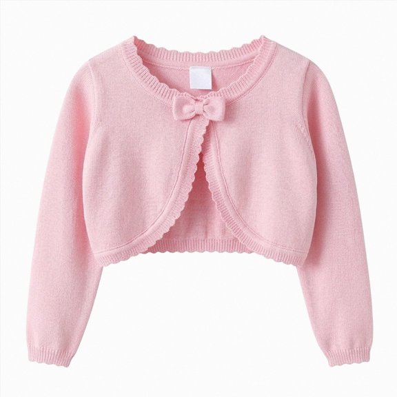 Xyant Toddler Girls Cardigan Sweater Bolero Shrug Kids Long Sleeve Cropped Dress Up Button Closure Jacket Tops Sweaters for Toddler Girls (Pink,11-12 Years)