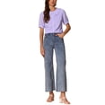 thumbnail image 2 of INSPIRE CHIC Women's Peter Pan Collar Ruffled Trim Gingham Button Down Blouse M Light Purple, 2 of 6