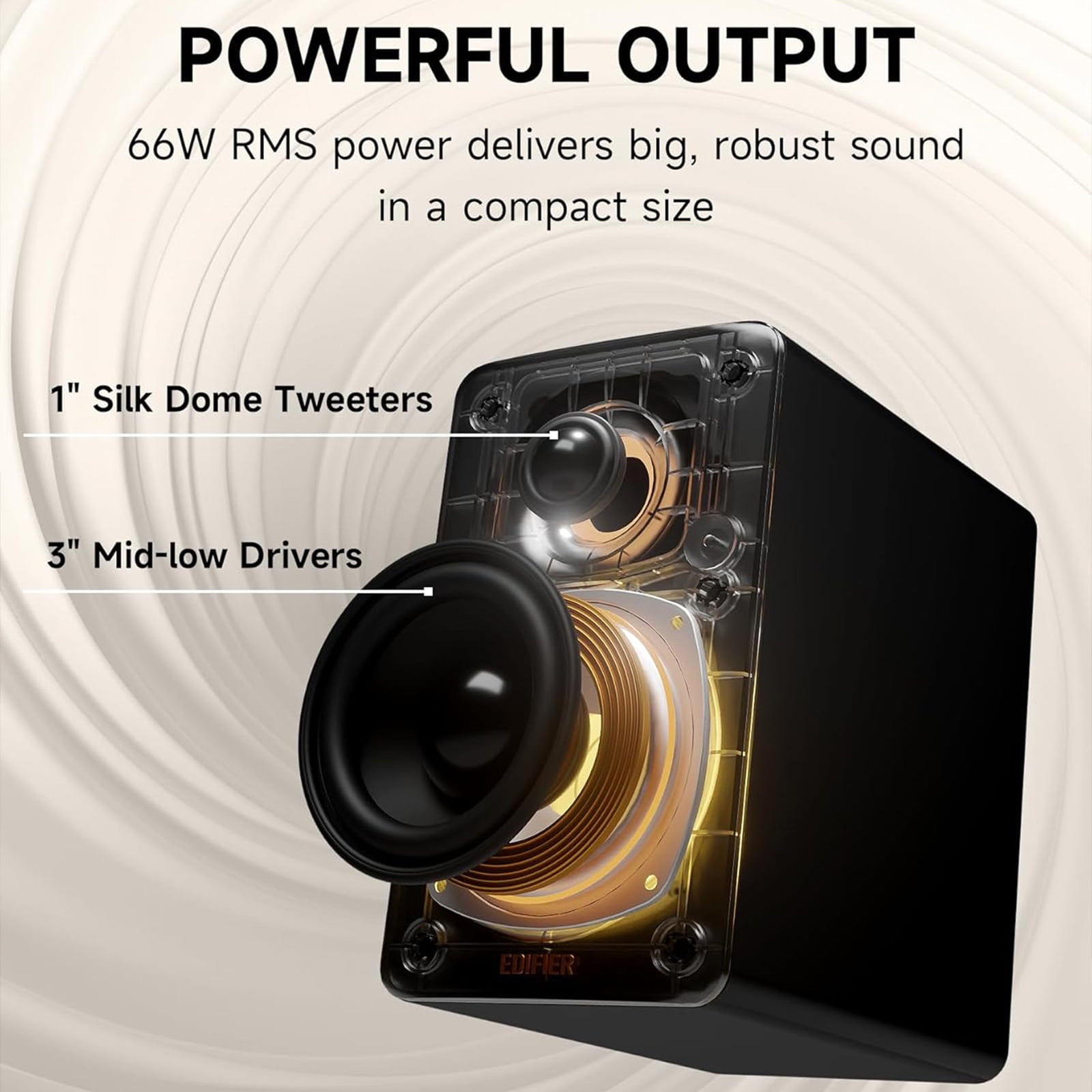 Edifier M60 Bluetooth Compact Desktop 2.0 Speakers- Hi Res - 66 Watts (Black)