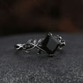 thumbnail image 3 of Gothic Black Onyx Engagement Ring- Princess Black Gemstone Wedding Ring in 14K Black Gold Vermeil, 3 of 6