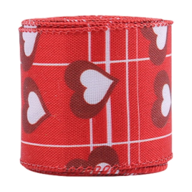 Cinta de San Valentín con forma de corazón, cinta artesanal, cinta de poliéster con alambre, cinta para envolver, lazo de corona de San Valentín para decoración navideña. Cinta para envolver el día de