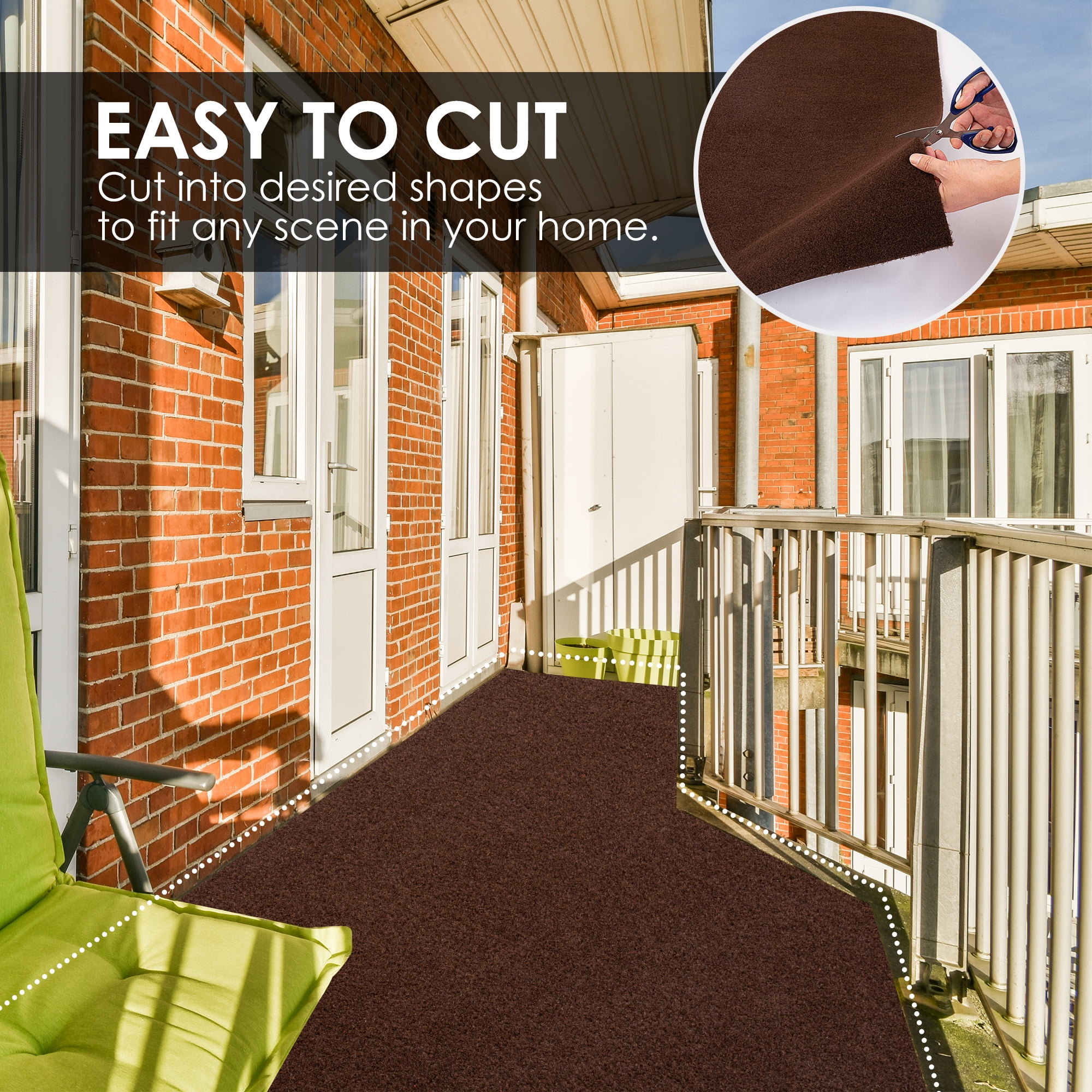 Koloko Outdoor Runner Rug Indoor Non-Slip Long Rugs Custom Size Carpet Runners with Rubber Backing Mat for Hallway Kitchen Entryway Garage Laundry Dark Brown, 3ft x 8ft