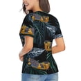 thumbnail image 3 of Women's V Neck T Shirts Casual Short Sleeve Tops Blouse, Tropical Jungle Yellow Snake, 3 of 6