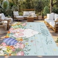 thumbnail image 3 of Outdoor Rug 5x7 ft Bunny Tail Happy Easter Waterproof Outdoor Patio Rug Mat Non Slip Outside Area Rugs Carpet for RV,Camping,Porch,Deck,Pool,Balconybackyard,Color Eggs Spring Flowers Light Blue, 3 of 9