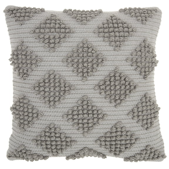 Mina Victory Life Styles Square Cotton Woven Diamonds Throw Pillow in Light Gray