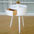 thumbnail image 1 of Mesita de noche de madera de tres patas de estilo nórdico para dormitorio, mesita de noche de lujo Simple, pequeña, redonda, escritorio, taquillas, mesa de centro, 1 of 4
