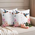 thumbnail image 2 of Spring Flower Hummingbird Pillow Covers 2 Pack Watercolor Floral Bird Butterfly Pillowcase Waterproof Outdoor Throw Pillow Cover for Patio Garden Square Cushion 24”x24”, 2 of 9