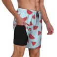 thumbnail image 3 of Picia Watermelon pattern Mens Swim Trunks with Compression Liner Stretch Beach Shorts Quick Dry with Zipper Pockets No-Chafing Board Shorts-3X-Large, 3 of 9