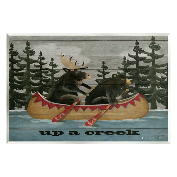 Stupell Up A Creek Woodland Cabin Canoe Transportation Painting Wall Plaque Unframed Art Print Wall Art
