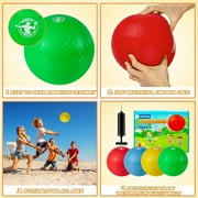 Homotte 4 Colors Playground Balls for Kids 3+ and Adults, 8.5 Inch Kick Balls, Four Square Dodge Balls Set for Outdoor Yard Lawn Beach Toy with Hand Pump