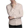 thumbnail image 4 of Blusa y camisa de manga larga con cuello vuelto para hombre, informal, con botones, lisa, de manga larga, transpirable, de poliéster, 4 of 6