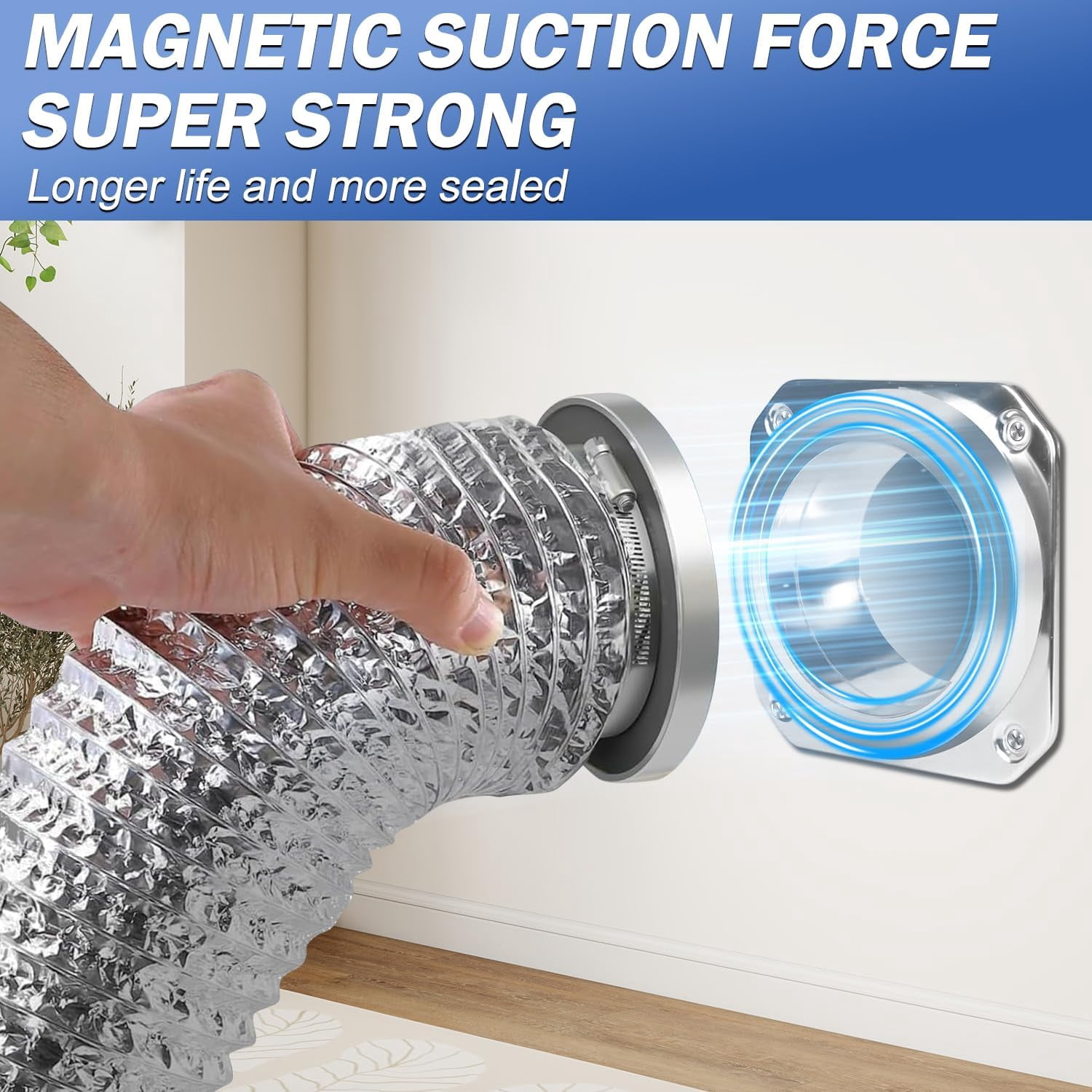 4 Inch Magnetic Dryer Vent Connector Kit Quick Connect Dryer Hose Coupling with Flexible Duct Clamps Dryer Vent Replacement Parts for Tight Spaces Easy Cleaning