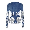 thumbnail image 5 of TFEOQRY Women's Long Sleeve Crop T Shirts Denim Print Round Neck Top Casual Soft Fashionable Pullover Navy, 5 of 7
