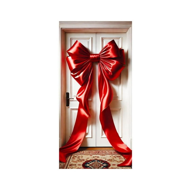 Valentines Day Gifts, Large Multicolor Bow Pattern Door Curtain for Birthday Party and Courtyard Decor
