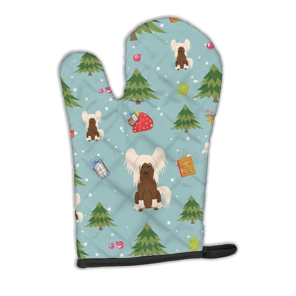 Christmas Chinese Crested Cream Oven Mitt