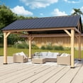 thumbnail image 2 of INTER HUT 15 x 13 Wood Gazebo, Outdoor Patio Steel Hardtop Gazebo, Cedar Framed Wooden Gazebo, 2 of 8