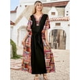 thumbnail image 4 of HAPPY BAY Women's African Beach Maxi Plus Size Caftan Casual Long Slit Dress Loungewear Dashiki Dresses for Women 2X-3X Checks, Black, 4 of 5