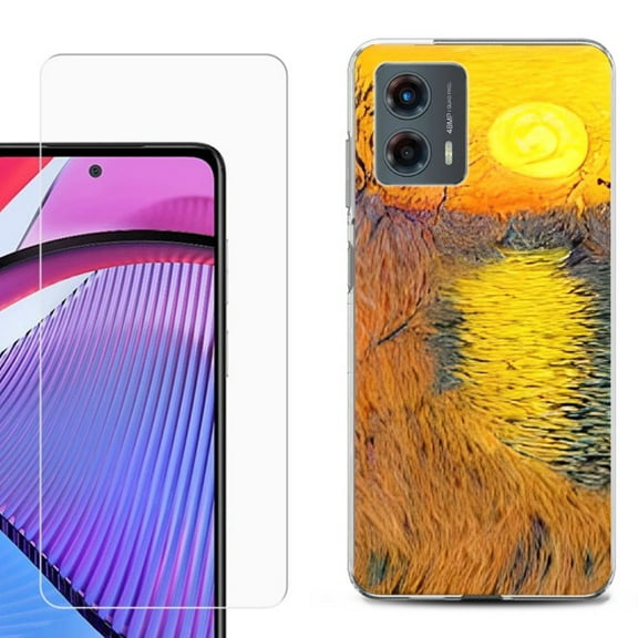 OneToughShield ® Compatible with Motorola Moto G 5G 2023, Shockproof Phone Case, with Tempered Glass Screen Protector - Sunset