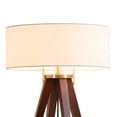 thumbnail image 3 of Quattro Table Lamp - Dark Walnut Wood Finish & Weathered Brass White Linen Shade, 3 of 9