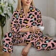 thumbnail image 6 of Saiise Leopard Print Women Soft Pajama Sets,Long Sleeve Sleepwear Button Up 2-Piece Pjs Lounge Sets-X-Large, 6 of 7