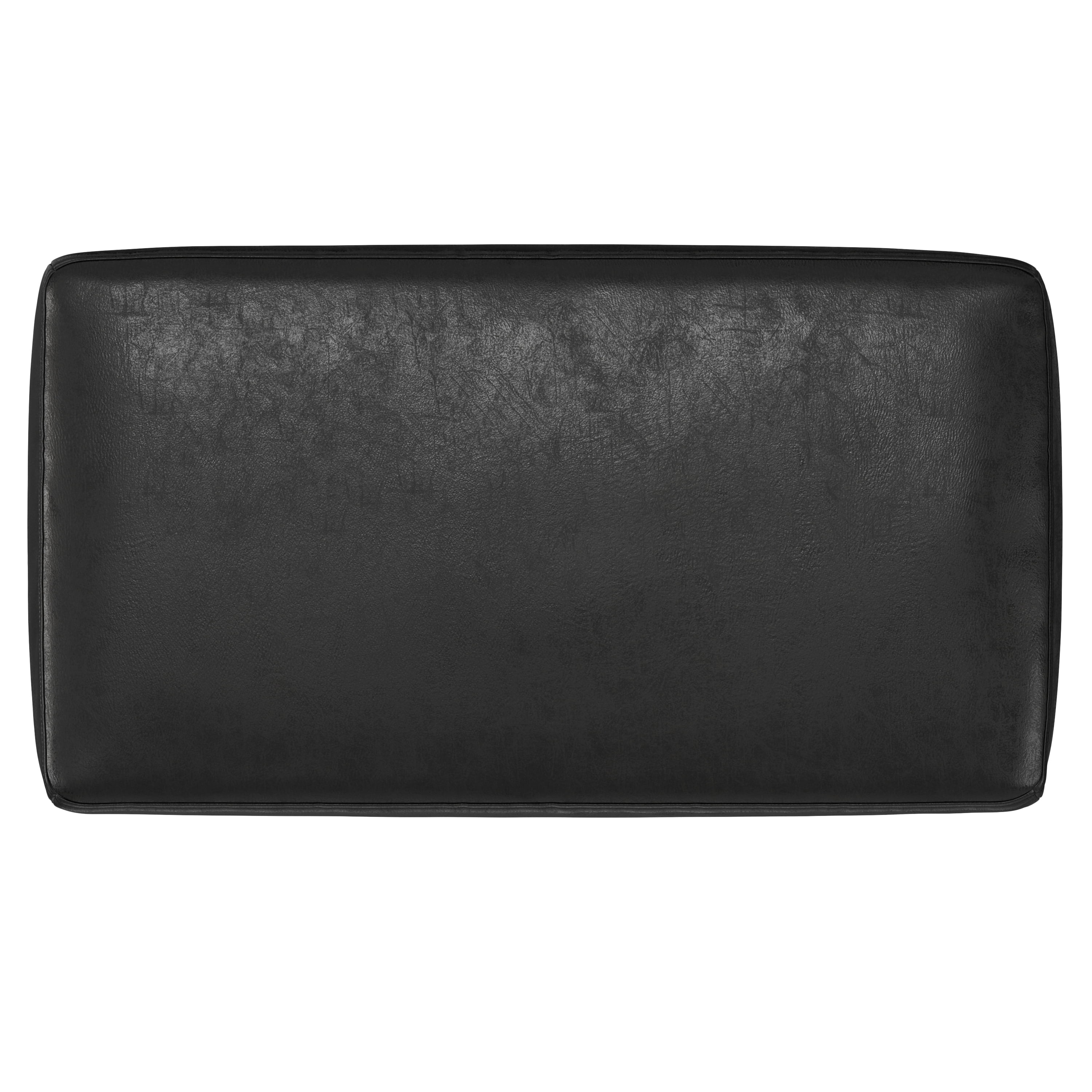 Milltown 27 inch Wide Solid Wood Contemporary Footstool Small Ottoman Bench in Distressed Black