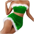thumbnail image 4 of Gibobby Lencería de encaje para mujer Lencería para mujer Encaje sexy Felpa Palabra Cuello Envoltura Pijamas de Navidad (Verde, XL), 4 of 5