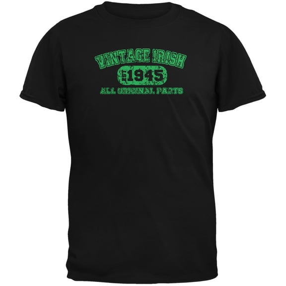 St. Patricks Day - Vintage Irish 1945 Black Adult T-Shirt - Small