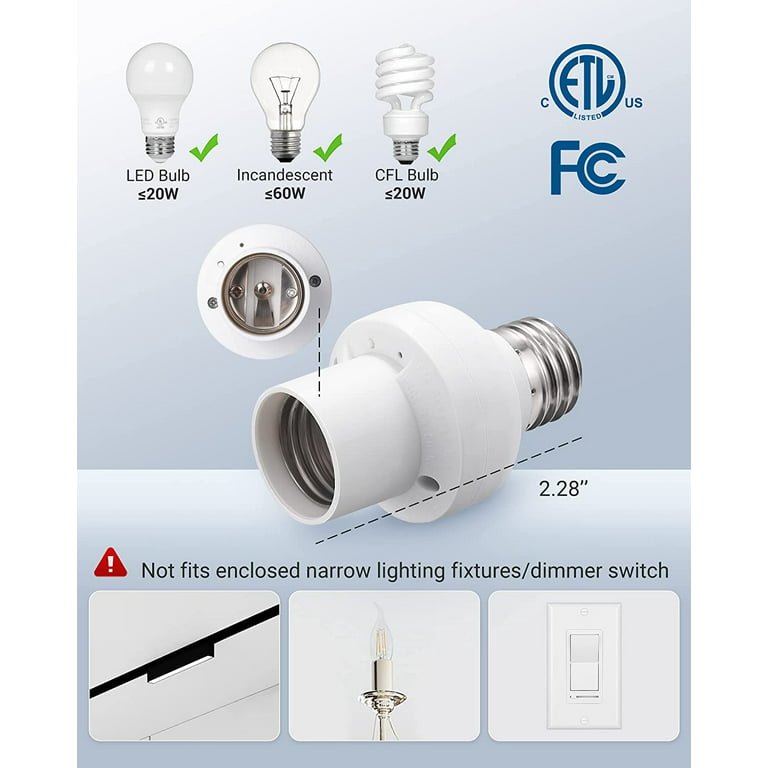 DEWENWILS Remote Control Lamp Light Bulb Socket E26/E27 Base for
