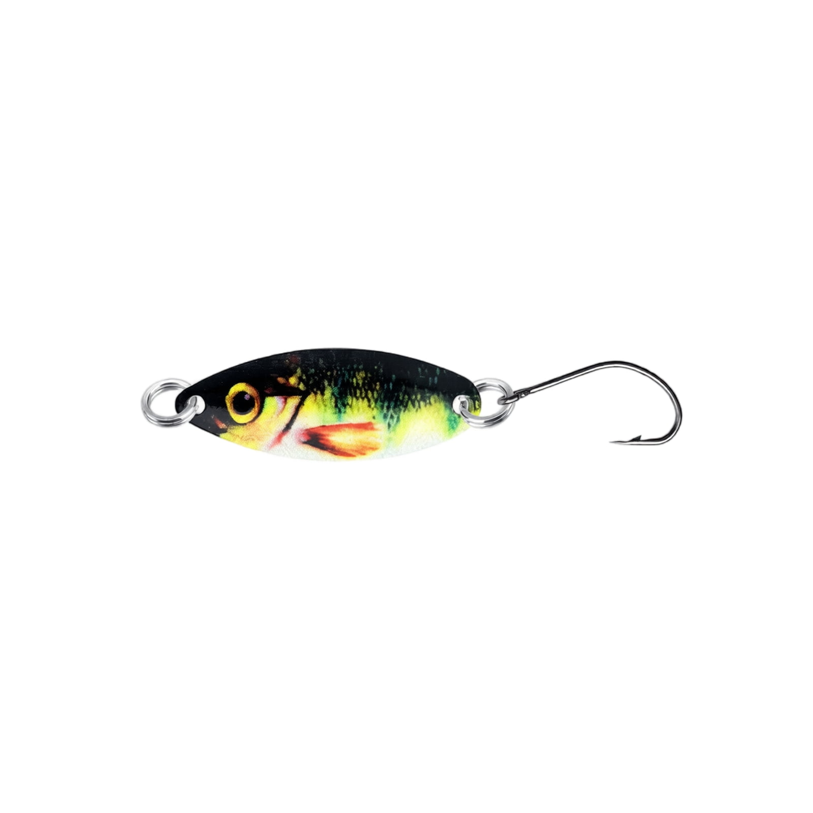 Micro Metal Casting Spoon Fishing Lure 3D Printed Vivid Coated Spinner Bait with Single Hook for Stream Crappie 1.38 in 0.11 oz