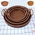 thumbnail image 4 of Toystoory Bandeja tejida hecha a mano, bandejas de almacenamiento redondas con asa, de fruta ligero, cesta de almacenamiento de cocina Decoración del hogar Goma de flor amarilla 20 cm * 4 cm, 4 of 6