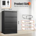 thumbnail image 3 of 4 Drawer Lateral File Cabinet with Lock, Metal Filing Cabinet for Home Office, Metal Filing Storage Vertical Cabinets, Printer Stand, Fits A4/Letter/Legal Size File Folders(Black), 3 of 9