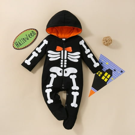 

Esho Baby Boys Girls Halloween Bodysuits Clothes Infants Long Sleeve Cartoon Hooded Romper Autumn Baby Holiday Party Jumpsuits Playsuits Newborn-24M