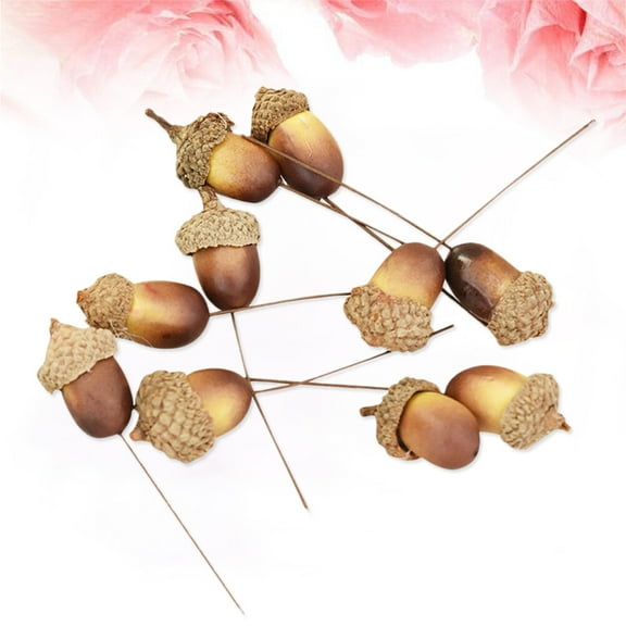HONMEET Decorative Realistic Light Brown Acorns for Festivals and Home Decor, 10 Pieces
