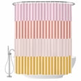 thumbnail image 2 of Shower Curtains for Bathroom, Colorful Stripe Waterproof Fabric Shower Curtain, Modern Pink Red Yellow Vertical Striped Decorative Bathroom Curtain for Bathtub, 72"x84", No Hooks Included, 2 of 9