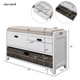 thumbnail image 2 of Wood Storage Bench with 1 Removable Basket and 2 Drawers, Fully Assembled Shoe Stool W/Removable Cushion for Hallway,Entryway,Bedroom,Living Room (White), 2 of 8
