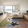 thumbnail image 3 of ODIKA 9'x12' Pastel Floral Elegance with Golden Garden Washable Area Rug Contemporary Botanical Motifs in Soft Hues for Dining Room, Basement, Large Office, Non-Slip Chair-Friendly, 3 of 7