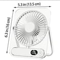 thumbnail image 2 of Ultra-Thin Transparent Rechargeable Desk Fan, Adjustable Tilt Portable USB Table Fan with Battery Display, Quiet Personal Cooling Fan for Office Bedroom Travel,6.3*5.3 in., 2 of 5