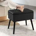 thumbnail image 4 of Costway 2 Pcs Tabourets de Coiffeuse en Velours avec Rangement Pieds en Bois Massif Dessus Relevable pour Entrée, 4 of 8