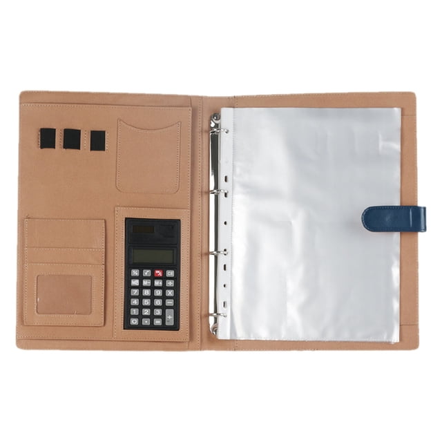 pdqouc Multi Functional Folder with Calculator Transparent Insert Business Folder Perforated Measuring Room Negotiation Sheet Storage Signing Contract Folder for Business Office Conference