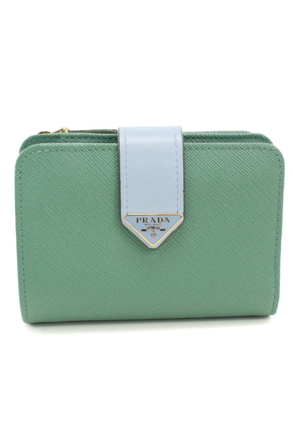 Pre-Owned PRADA bi-fold wallet 1ML018 2DYG F03HX Saffiano tab women's green