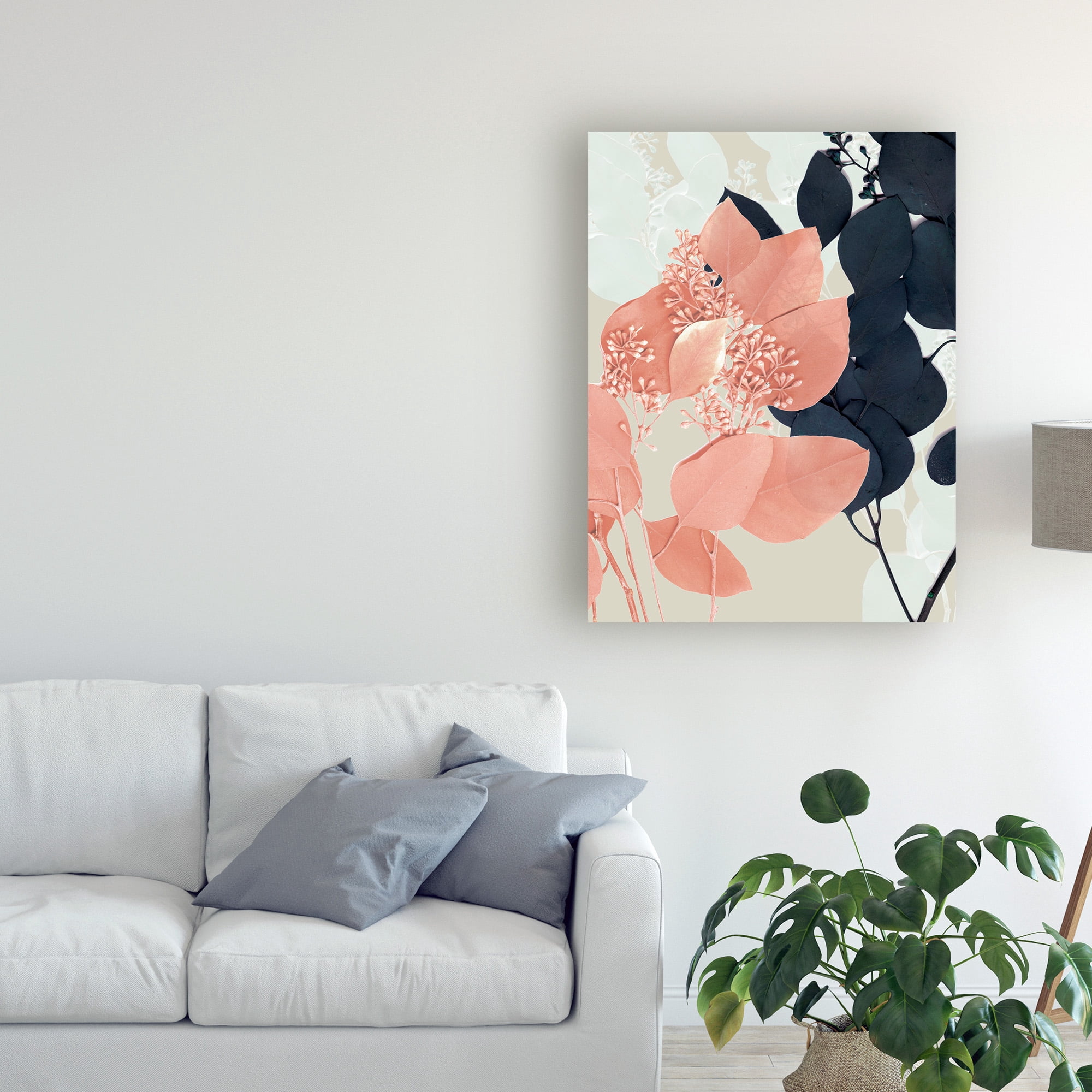 Trademark Fine Art 'Indigo And Blush Leaves I' Canvas Art by Jennifer Goldberger